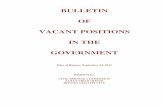 BULLETIN OF VACANT POSITIONS IN THE GOVERNMENT 09-23-2015.pdf · BULLETIN OF VACANT POSITIONS IN THE GOVERNMENT REGION 5 – Province of Albay Date of Release: September 23, 2015