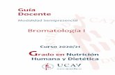 Guía Docente - UCAVILA · composición de alimentos. CG11. Conocer la microbiología, parasitología y toxicología de los alimentos. CG12 Conocer los nutrientes, su función en