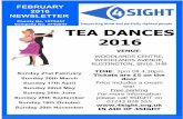 TEA DANCES 2016 - Covid-19 - 4Sight Vision Support · 2016 NEWSLETTER TEA DANCES 2016 Sunday 21st February Sunday 20th March Sunday 17th April Sunday 22nd May Sunday 26th June Sunday
