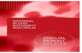 ANNUAL REPORT 2012-13 - Blood · 2 NBA ANNUAL REPORT 2012-13. Authority The NBA was established by the National Blood Authority Act 2003 following the signing of the National Blood