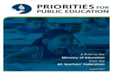 PRIORITIES FOR PUBLIC EDUCATION · Youth Mental Health ... Deconstructing Myths, and Indigenous Perspectives. The Federation has developed a strong network of Aboriginal contacts