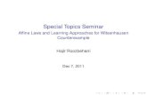 Afﬁne Laws and Learning Approaches for Witsenhausen ...web.mit.edu/6.454/www/Slides/hajir_affine_laws.pdf · Afﬁne Laws and Learning Approaches for Witsenhausen Counterexample