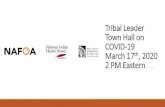 Tribal Leader Town Hall on COVID-19 March 17th, …...2020/03/17  · Passage of HR 6074 • The President signed H.R. 6074, an $8.3 billion package to respond to COVID-19, on March