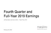 Fourth Quarter and Full-Year 2019 Earnings€¦ · •Strong execution, specifically in preparing stores, improving seasonal recruitment and enhancing digital properties •Robust