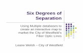 Six Degrees of Separation · Six Degrees of Separation Using Multiple databases to create an interactive map to market the City of Westfield’s Fiber Optic Lines, ESRI UC 2009, 2009