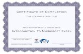 Certificate of Completion · Certificate of Completion This acknowledges that Has Successfully Completed Introduction To Microsoft Excel Instructor Name Instructor Signature Date.