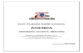 EAST PILBARA SHIRE COUNCIL · EAST PILBARA SHIRE COUNCIL AGENDA ORDINARY COUNCIL MEETING NOTICE IS HEREBY GIVEN that an ORDINARY Meeting of the Council will be held, in Council Chambers,