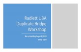 Radlett U3A Duplicate Bridge Workshop€¦ · score doesn’t matter –if every NS bid and made 7NT you would get an average. If you bid and made 7NT but everyone else bid and made
