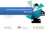 Local Economic Development in B.C. 2016 Survey · 2019. 4. 15. · P a g e | 1 About the Survey Overview The 2016 Local Economic Development in B.C. survey was a follow-up to the