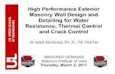 W. Mark McGinley, Ph. D., PEFASTM MASONRYSEMINAR …... · Vertical Expansion Joints in ClayMasonry A conservative estimate ofvertical expansion joint spacing, Se, can bemade using