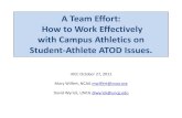 A Team Effort: How to Work Effectively with Campus ... for dissemination.pdf · Review NCAA alcohol, tobacco and drug policy including the tobacco ban, list of banned drug classes