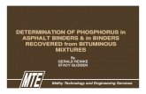 DETERMINATION OF PHOSPHORUS in ASPHALT BINDERS & in ...€¦ · 1/11/2020  · 15% Ethanol 0.029% 0.151% 0.017% % Phosphorus Recovered by Extraction Cisler/granite Wimmie/siliceous