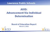 AVID: Advancement Via Individual Determination€¦ · Advancement Via Individual Determination Board of Education Report March 9, 2015 Lawrence Public Schools. Board Of Education