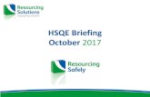 HSQE Briefing October 2017 - Resourcing Solutions · the Network Rail guidance below details what COSS’s / SWL’s need to take when ‘swiping in’ staff and they come across