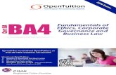 CIMA BA4 2020Fundamentals of Ethics, Corporate Governance and A BA4 Business Law OpenTuition O Free resources for accountancy students 2020 Exams Spread the word about OpenTuition,