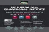 2018 OBOA FAll EduCAtIOnAl InstItutE · 2018. 9. 5. · 2018 OBOA Fall Educational Institute — Page 5 of 14 Tuesday, September 25 All classes begin at 8:30 am and end by 4:00 pm,