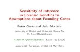 Sensitivity of Inference in Forensic Genetics to ...bristol.ac.uk/cmm/research/rss-group/green-mortera-may11.pdf · Mortera, Dawid, Lauritzen, etc., have demonstrated convenience