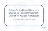 Indiana Design Manual Updates on Chapter 43: Horizontal ... Chapters 46... · maximum superelevation attained at the PC. e – superelevation at PC . AASHTO provides an equation to