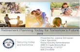 Retirement Planning Today for Tomorrow’s Future...Retirement Planning Today for Tomorrow’s Future 2019 Presented by: Jessica Srinivasan. Claim Specialist . Social Security Administration.