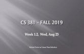 Week 1.2, Wed, Aug 23 - Purdue UniversityWeek 1.2, Wed, Aug 23 Related Notes on Linear Time Selection Guest Lecture by Prof. Atallah • Prof. Atallah covered linear time selection,