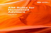 AIM Rules for Nominated Advisers - London Stock Exchange · 2020. 1. 30. · 2 Introduction Pursuant to the AIM Rules for Companies, a nominated adviser is responsible to the Exchange