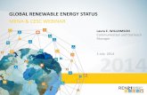 GLOBAL RENEWABLE ENERGY STATUS · 2014. 12. 5. · Renewable energy comprise 26.4% of global power generation capacity 22.1% of global electricity was produced from renewable energy