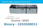 Octal - 3056 Hexadecimal 37AD Decimal - 32767 Binary ... 13 HNC Unit 22 LO2_3 PLC Number syste… · LO2.3 Number systems used by PLCs Binary - 1010100011 Hexadecimal – 37AD Decimal