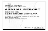 State of Vermont Department of Taxes ANNUAL REPORT · change in unequalized listed values: new construction and reappraisals. New construction has not fully recovered from the recent