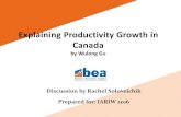 Explaining Productivity Growth in Canada · •Baldwin et al. (2012) finds that intangibles made a significant contribution to labour productivity growth and the contribution of intangibles