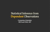 Statistical Inference from Dependent Observations · Pr UԦ=𝜎=exp(σ 𝜃T 𝜎 +𝛽𝜎T𝐴𝜎) 𝑍 Infer 𝜃,𝛽 • Concentration: gradient of log-pseudolikelihood at