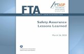 Safety Assurance Lessons Learned Webinar...Webinar Objectives and Topics. PTASP REQUIREMENTS FOR SAFETY ASSURANCE. 5 PTASP Regulation Requirements. Develop and certify an ... Safety