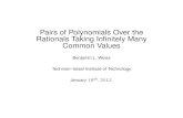 Pairs of Polynomials Over the Rationals Taking Inﬁnitely ...mathserver.neu.edu/~rkinser/seminar/sp12/Weiss-NEstern.pdf · Pairs of Polynomials Over the Rationals Taking Inﬁnitely