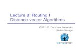 Lecture 8: Routing I Distance-vector Algorithmscseweb.ucsd.edu/classes/fa11/cse123-a/123f11_Lec9.pdf · Distributed routing protocol used to routing tables Forwarding Router looks