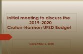 Initial meeting to discuss 2014-2015 School Budget...Initial meeting to discuss the 2019-2020 Croton-Harmon UFSD Budget December 6, 2018 Presenting the Budget September through April