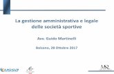 La gestione amministrativa e legale delle società sportive€¦ · Bolzano, 28 Ottobre 2017. Il Coni ha come finalità, tra le altre: a) la preparazione degli atleti ai fini della