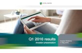 Q1 2016 results - abnamro.com€¦ · Q1 2016 results investor presentation Investor Relations 11 May 2016 . 147/209/204 Light Green 0/146/134 Green ...
