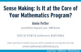 Sense Making: Is It at the Core of Your Mathematics Program?files.mathematicalthinking.org/annie/FetterSDSTEM2020F307.pdf · Annie Fetter • @MFAnnie • #NoticeWonder Make sense