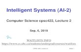 Intelligent Systems (AI-2)carenini/TEACHING/CPSC422-19/lecture2-20… · Language Processing (NLP) applications! Stationary Markov-Chain: Example Probability of initial state t t