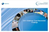 2011 Edelman Trust Barometer Findings - The Edelman Trust Barometer in retrospect 2001 Rising Influence of NGOs 2002 Fall of the celebrity CEO 2003 Earned media more credible than