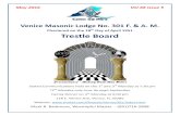 Chartered on the 18th Day of April 1951 Trestle Board · Venice Masonic Lodge No. 301 F. & A. M. Chartered on the 18th Day of April 1951 Trestle Board Stated Communica ons held on