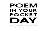 APRIL 30 | NATIONAL POETRY MONTH 2020...NATIONAL POETRY MONTH 2020 Poem in Your Pocket Day Arc Poetry magazine, Spring 2019 That thundercloud, north, is a bathtub overflowing silver.
