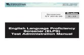 English Language Proficiency Screener (ELPS) Test … · 2019. 7. 31. · IMPORTANT NOTE: This document is for trained Test Administrators who have completed their state’s annual