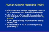 Human Growth Hormone (hGH) Human Growth Hormone (hGH) •hGH consists of a single polypeptide chain of 191 a.a residues and two disulphide bridge • hGH , Prl and hPL have 85 % a.a