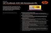 HP ProBook 445 G6 Notebook PCExperience the new features of Windows 10 Pro on the thin and light HP ProBook 445. The HP ProBook 445 delivers design, qualit y, and durabil it y to ever