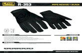 R-353 ROPE RESCUE • BLACK · REV. 1512 R-353 ROPE RESCUE • BLACK RINGERSGLOVES.COM • 800.421.8454 PADDED AIR DRY PALM • Foam padded rope control channel on palm • Premium