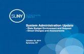 System Administration Update - State Budget Environment ...€¦ · System Administration Update - State Budget Environment and Request - Direct Charges and Assessments October 23,