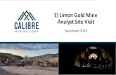 El Limon Gold Mine Analyst Site Visit · 2019. 12. 14. · •Gold Equivalent (AuEq) calculated using $1300/oz Au for gold, $2.40/lb for Copper, and $20.00/oz Ag for silver and metallurgical