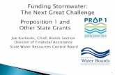 Proposition 1 and Other State Grants...State Water Board, Division of Financial Assistance Storm Water Grant Program – Proposition 1 $200 million in matching grants Prop 1 Planning