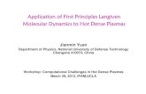 Application of First Principles Langiven Molecular ...helper.ipam.ucla.edu/publications/plws1/plws1_10457.pdf · Application of First Principles Langiven Molecular Dynamics to Hot