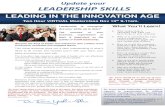 Two Hour VIRTUAL Masterclass Nov th13 9-11am. · LEADING IN THE INNOVATION AGE Two Hour VIRTUAL Masterclass Nov th13 9-11am. Dr. Irena builds leadership and innovation capacity in